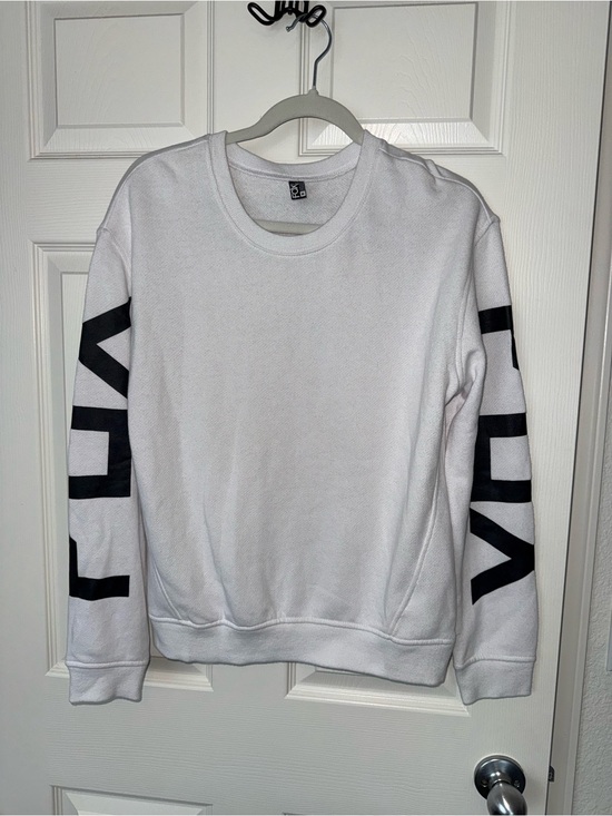 Fox Sweaters - Fox White Crewneck Sweater with Black Sleeve Graphics